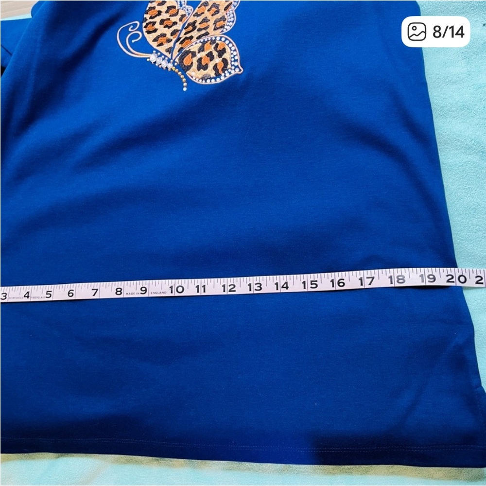 NWT QUACKER FACTORY Womens S Leopard Butterfly Embellished Embroidery 3/4 Sleeve - Picture 8 of 12
